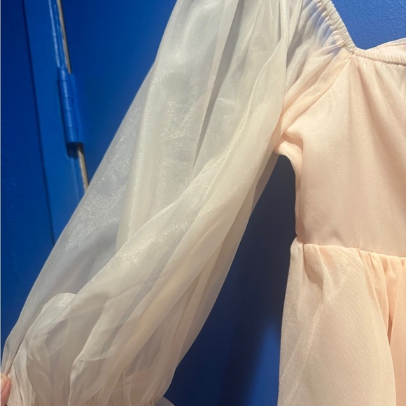 Elegant Peach baby doll  mini dress - Picture 11 of 13